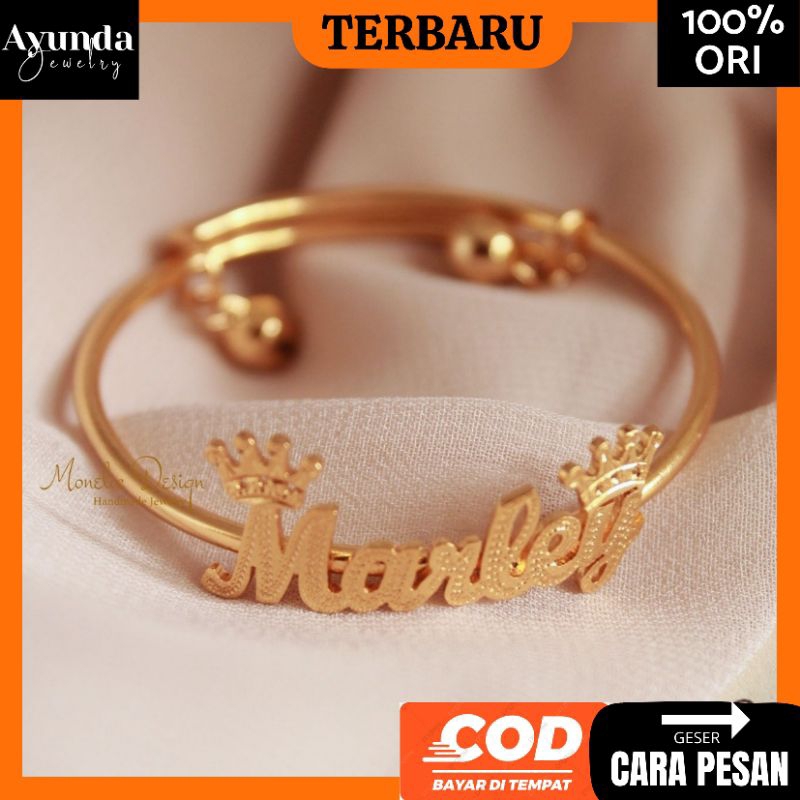 Gelang Custom nama titanium Gelang Nama Bangle bracelet