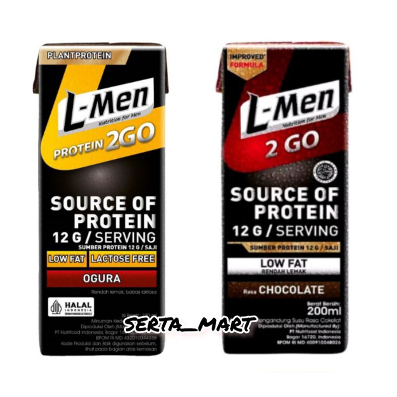 L-Men Protein 2 Go Low Fat Chocolate / Ogura 200ml - LMen RTD / L Men Minuman Kedelai