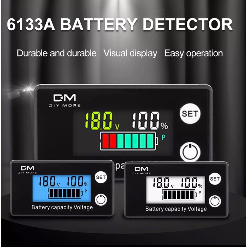 Monitor Kapasitas Baterai 8sampai100v Battery Meter 12v 24v 48v Pengukur Indikator Tegangan Persenan Daya Baterai