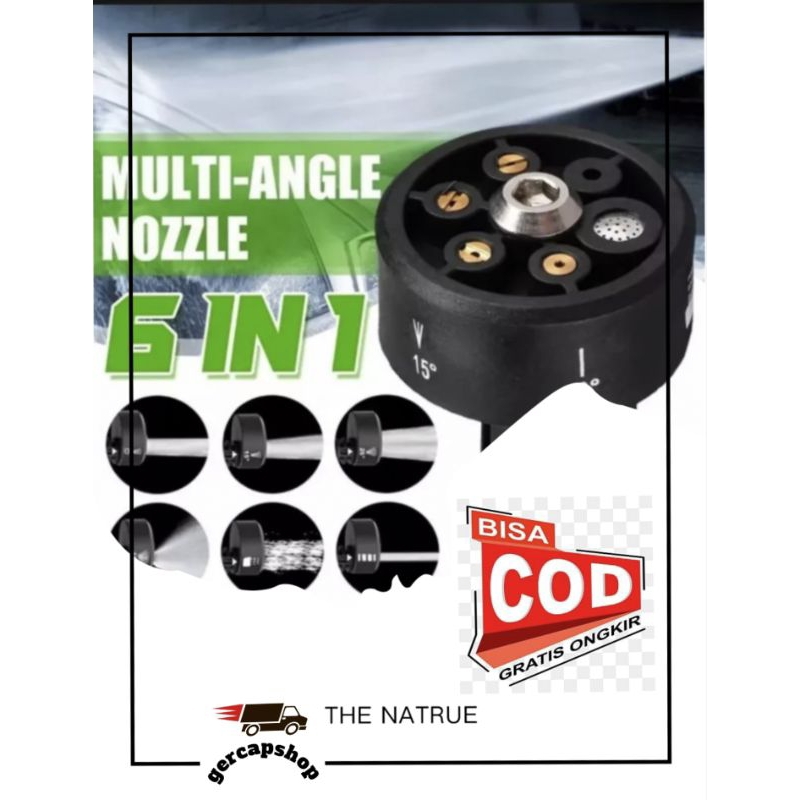 6 in 1 Kit Nozle adjustable jet cleaner 1/4 inch | Quick release Semprotan air high pressure untuk cuci Mobil | motor dll.