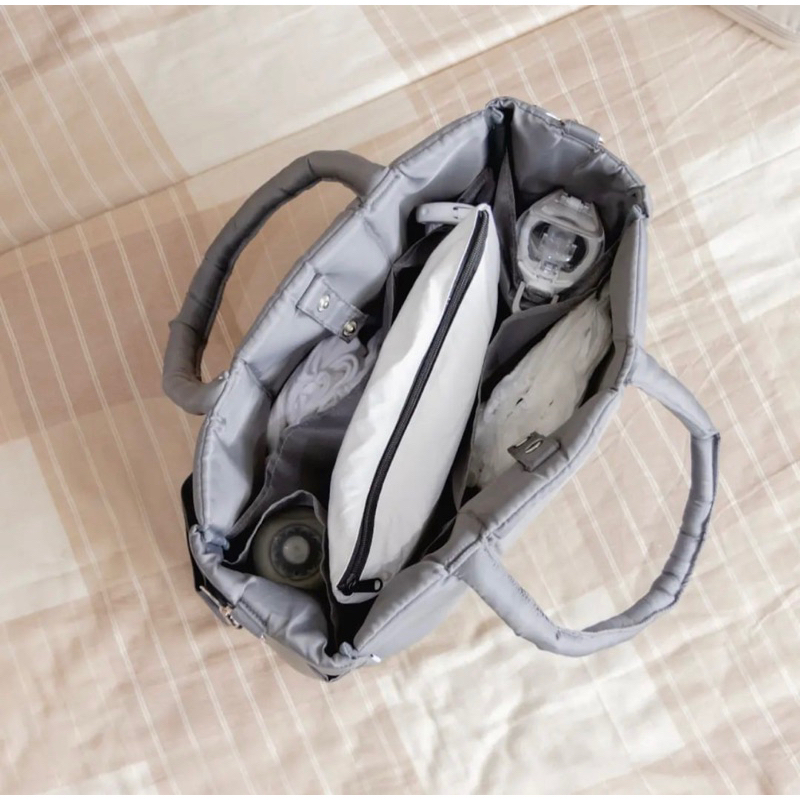 Bebeours Cheri Tote Bag BLACK / GREY - Mommy Bag / Diapers Bag - Tas Perlengkapan Bayi &amp; Anak