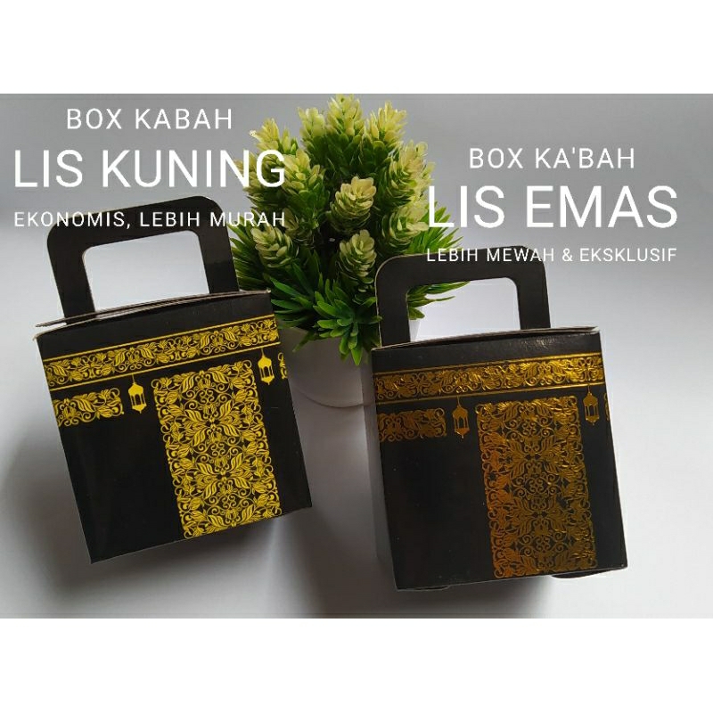 

Box Ka'bah kakbah EKONOMIS lis kuning custom nama souvenir haji umroh