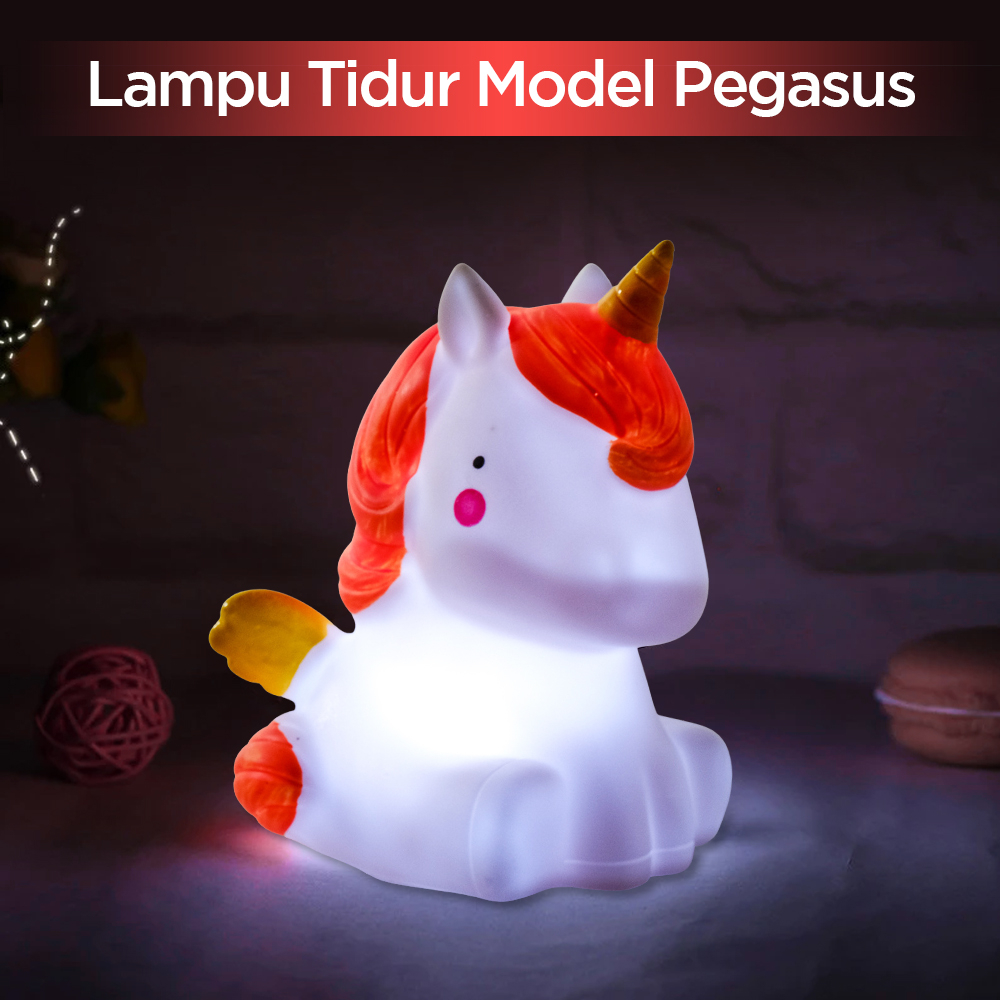 Luminaria Lampu Tidur Bayi Malam Model Pegasus Unicorn Lucu - GP-ZS0 - 7RLL0BWH White