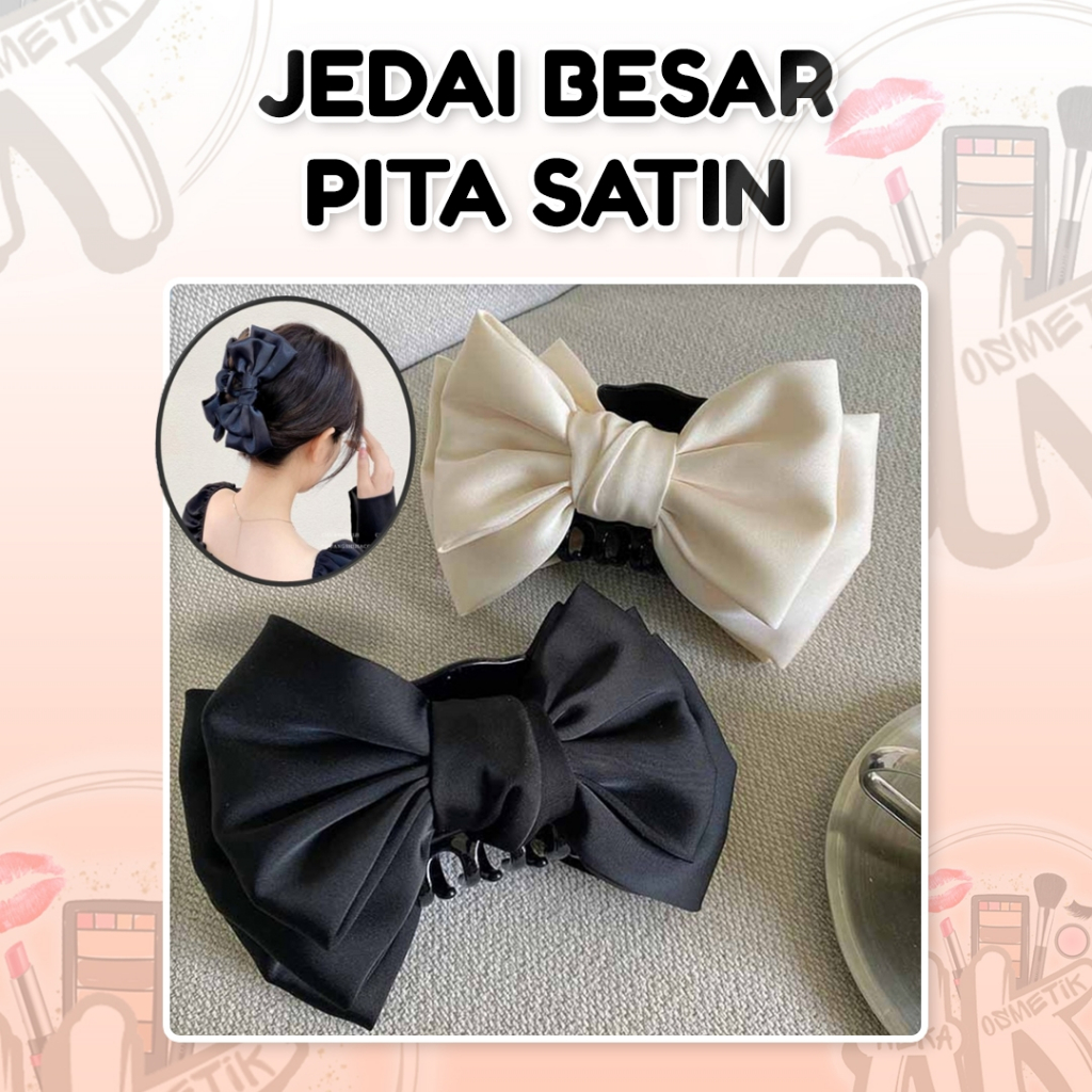 JEDAI / JEPIT PITA SATIN JUMBO KOREAN SATIN BIG HAIR CLAW ( WARNA RANDOM )