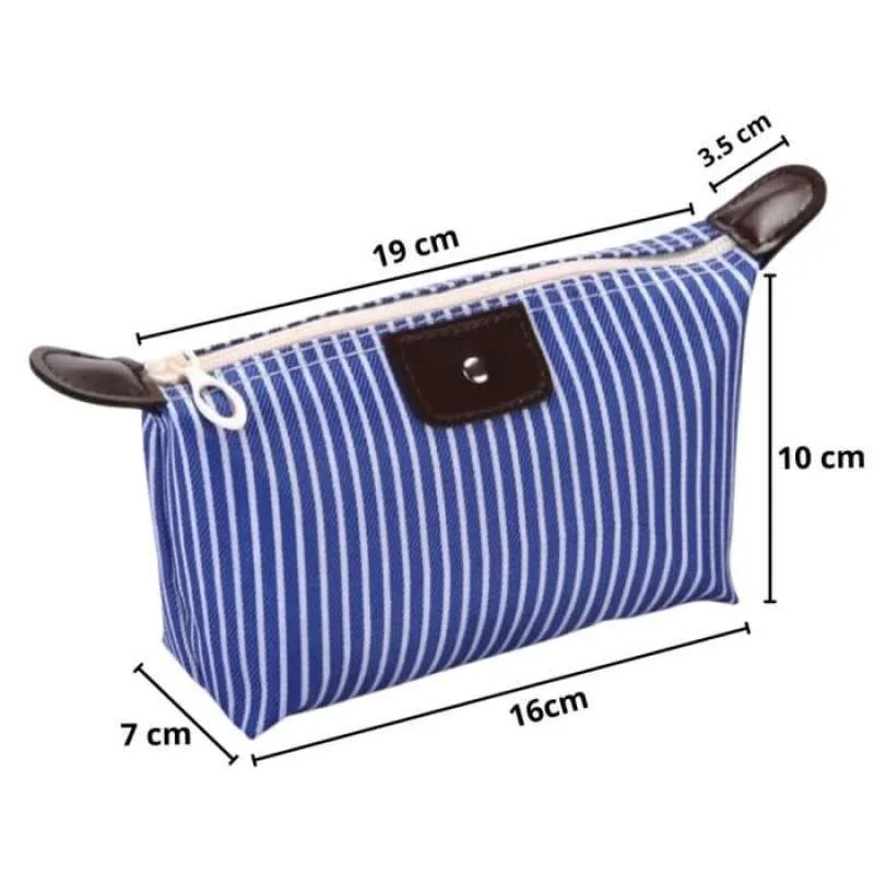 POUCH KOSMETIK POLOS GARIS ( WARNA RANDOM )