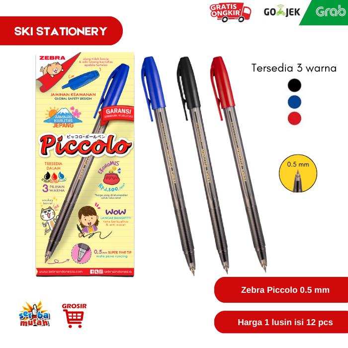 

Bolpoin / Pulpen / Bolpen ZEBRA PICCOLO 0.5mm grosir 1 LUSIN