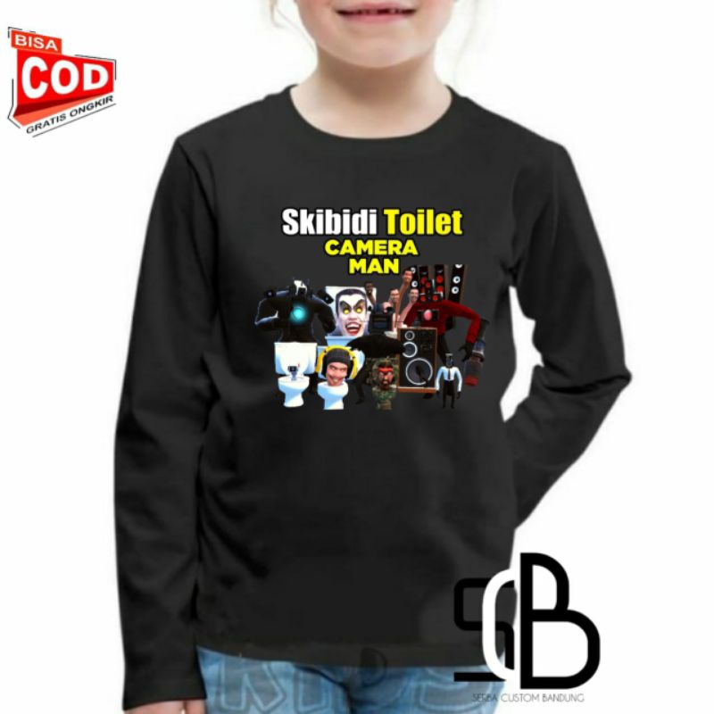 Skibidi Toilet Kaos anak Skibidi toilet Tangan Panjang