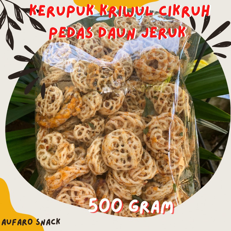 KERUPUK SEBLAK MAWAR CIKRUH PEDAS DAUN JERUK 500 GRAM Aufaro snack