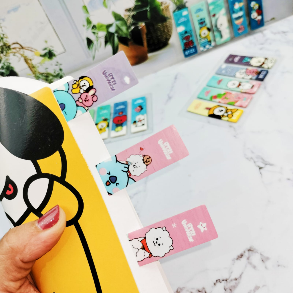 PEMBATAS BUKU BTS21 1 PACK ISI 5 SET (1 SET ISI 10 LEMBAR) CUTE LUCU STICKY NOTES BT WARNA WARNI LENGKAP ALAT TULIS PERLENGKAPAN SEKOLAH ANAK BEST QUALITY BISA COD