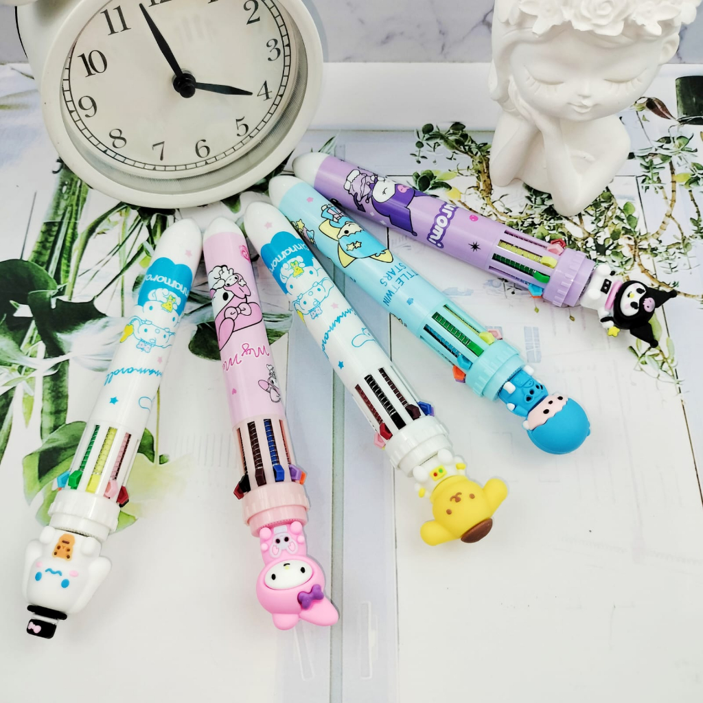 Pulpen 10 Warna SANRIO Lucu/ Pen Sanrio 10 Warna Tinta Limited Edition Super Imut / Bolpen Sanrio 10 Warna Alat Tulis Sekolah Anak Kekinian Kualitas Premium bisa COD