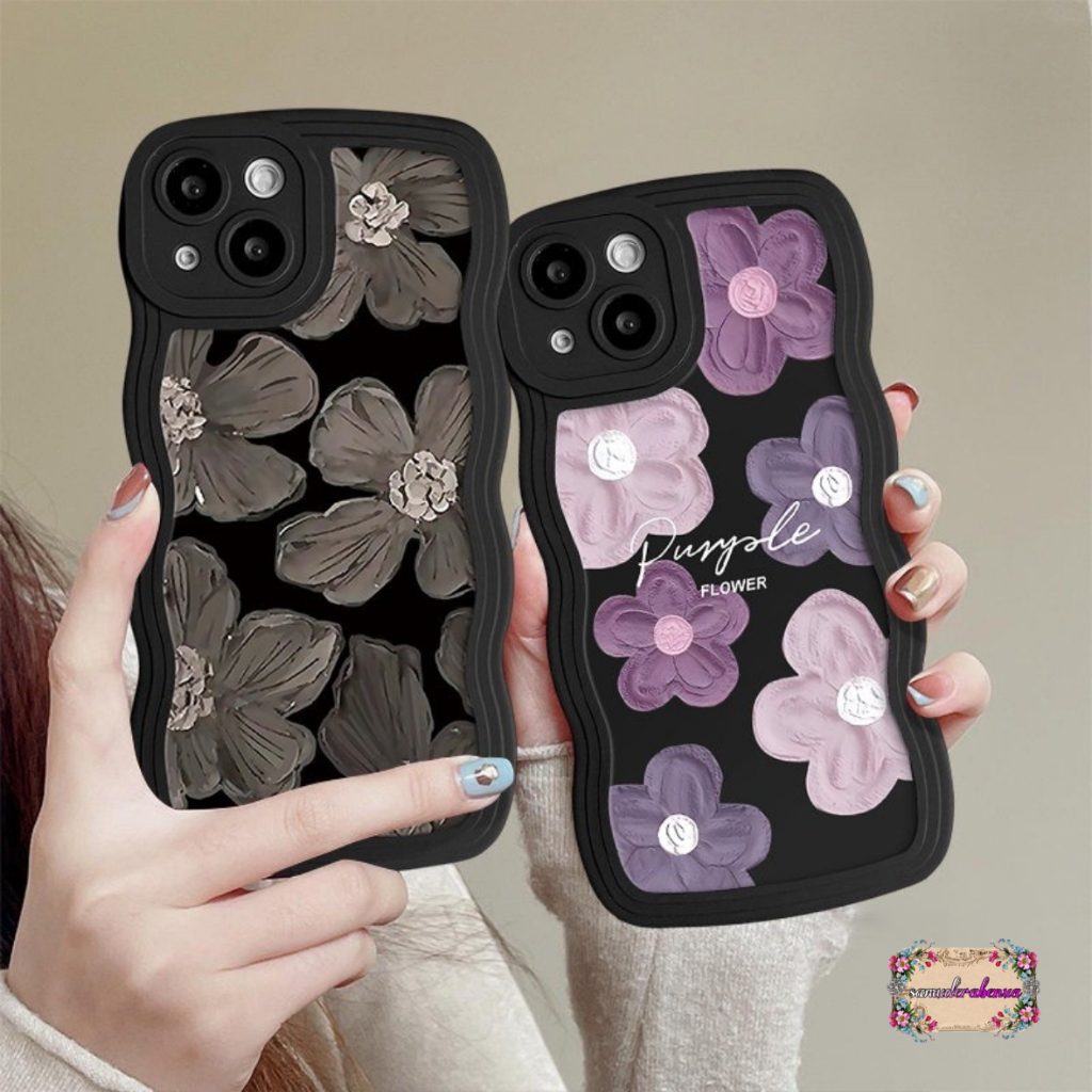 SS833 SOFTCASE SILIKON CASE CASING PURPLE FLOWER OIL PAINTING FOR IPHONE 6 6S 6+ 7 8 7+ 8+ X XS XR XS MAX 11 12 13 14 MAX 14 PROMAX SB5660