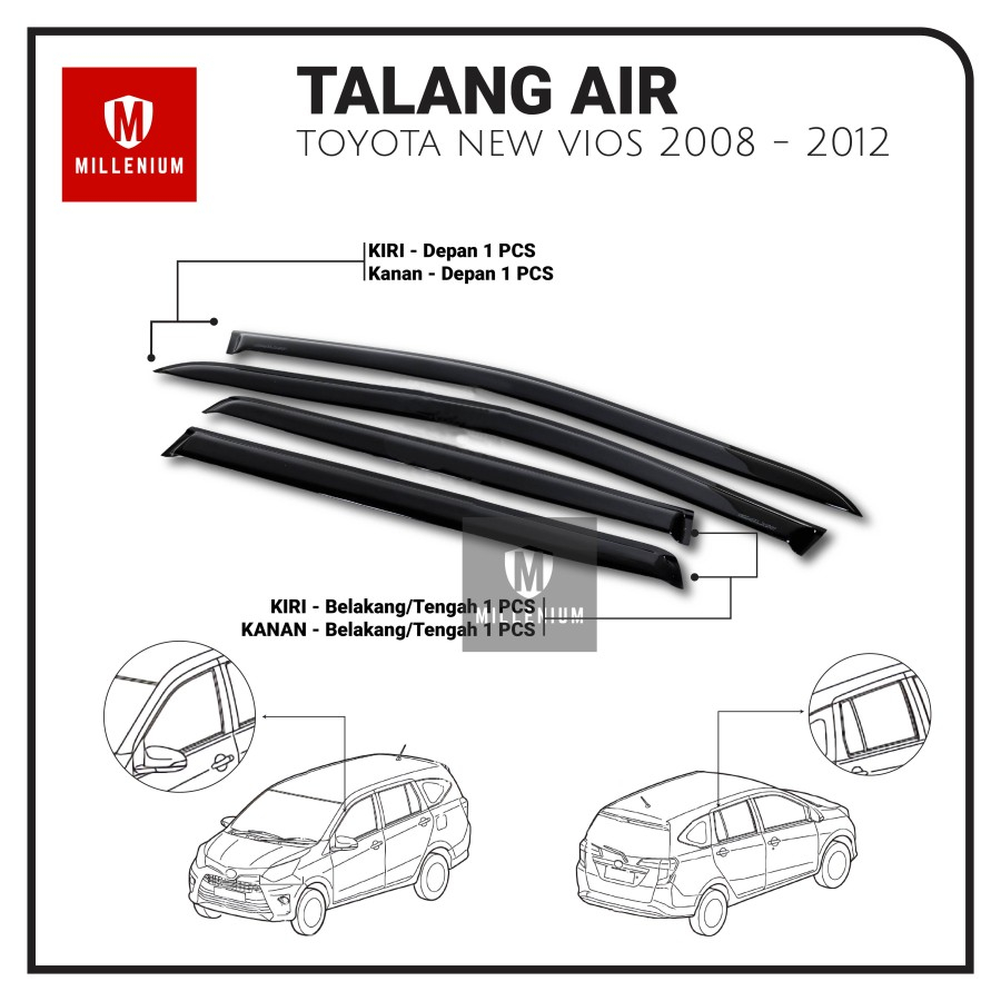 TALANG AIR PINTU MOBIL TOYOTA NEW VIOS 2008 - 2012 MODEL SLIM