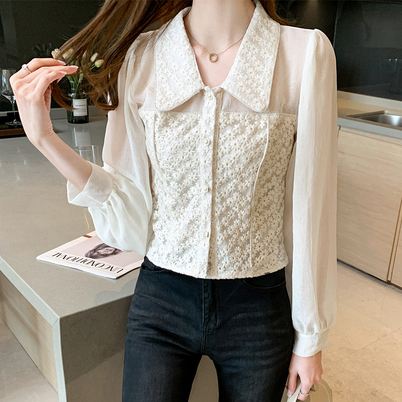 MOOGU ♡ Kemeja korea blouse lengan panjang tipis shirt wanita