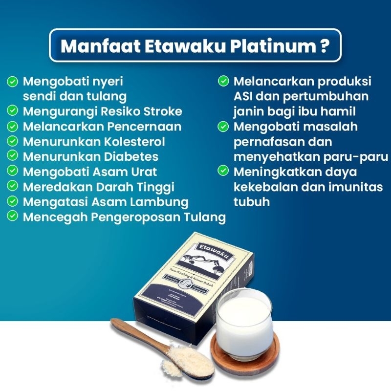 Etawaku Platinum Susu Kambing Etawa 100% Murni Rendah Gula Bebas Pengawet Bantu Atasi Masalah Sakit Sendi dan Pernafasan