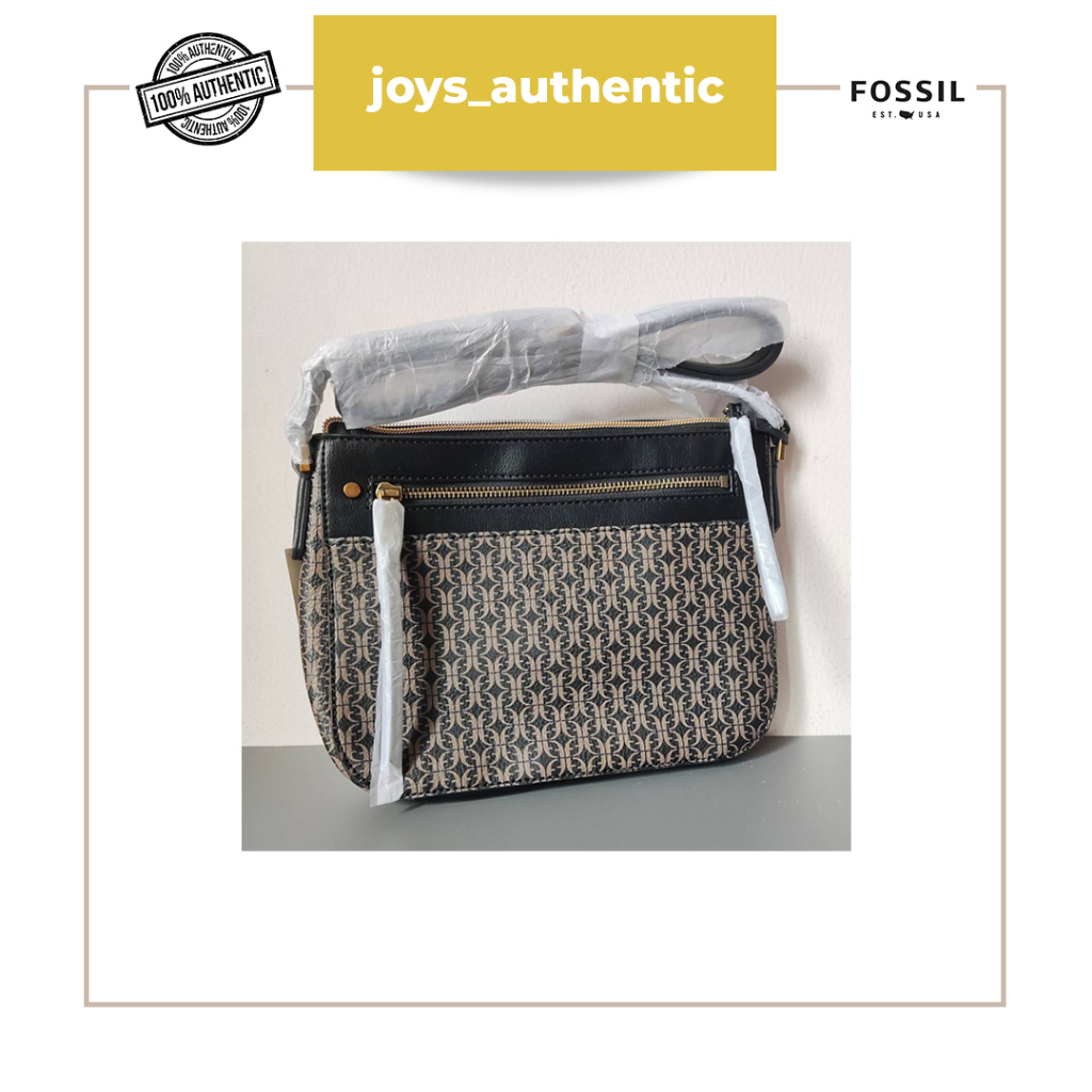 Tas Wanita Fossil Farrah Crossbody Hitam Black Coklat Brown Woman Bag Authentic Original