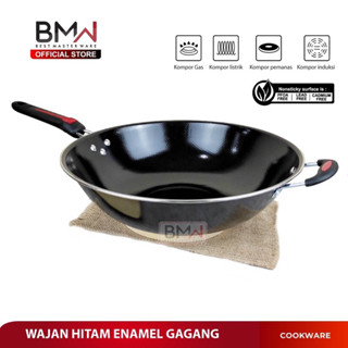 HELLO_Wajan Penggorengan Enamel Wajan Teflon 34 Cm Panci Enamel anti lengket ganggang panjang