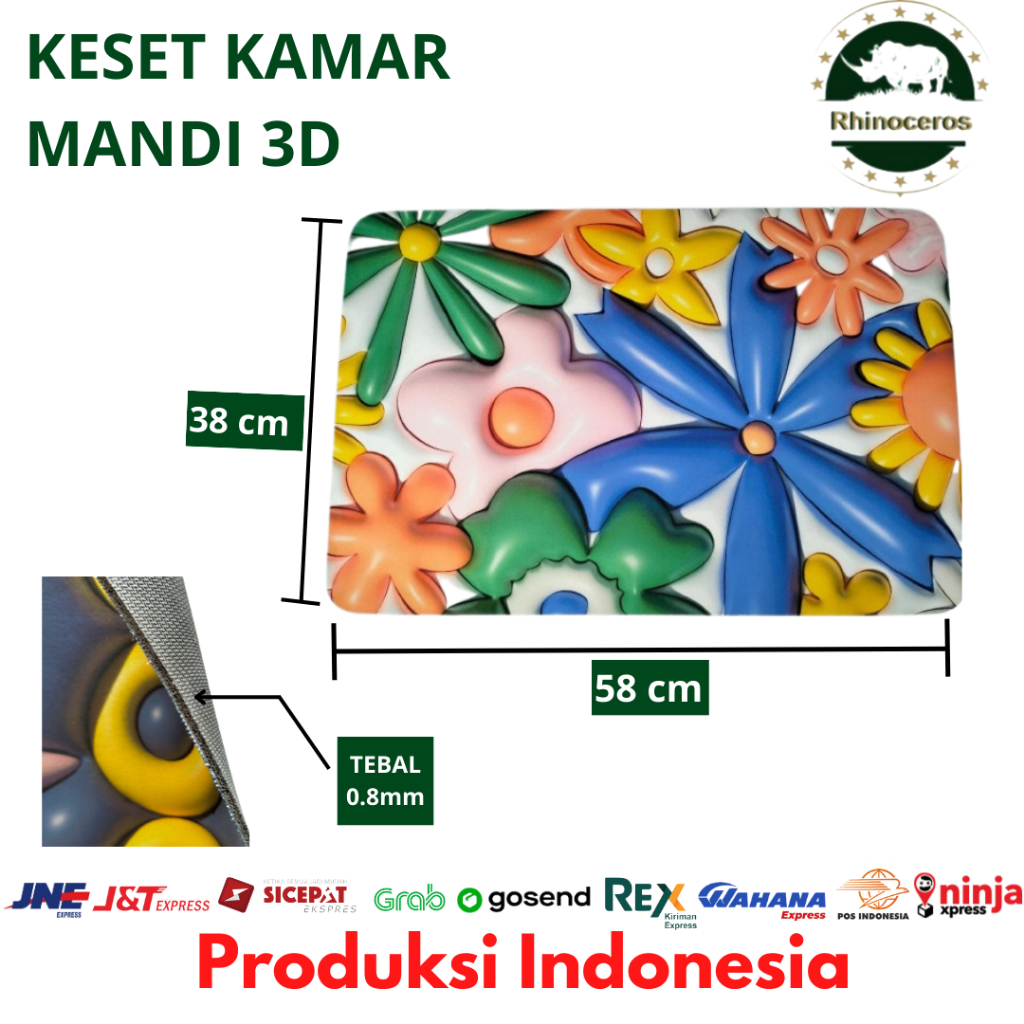 Keset Kamar Mandi Keset Kaki Karpet Kamar Mandi 3D Anti Slip Karet