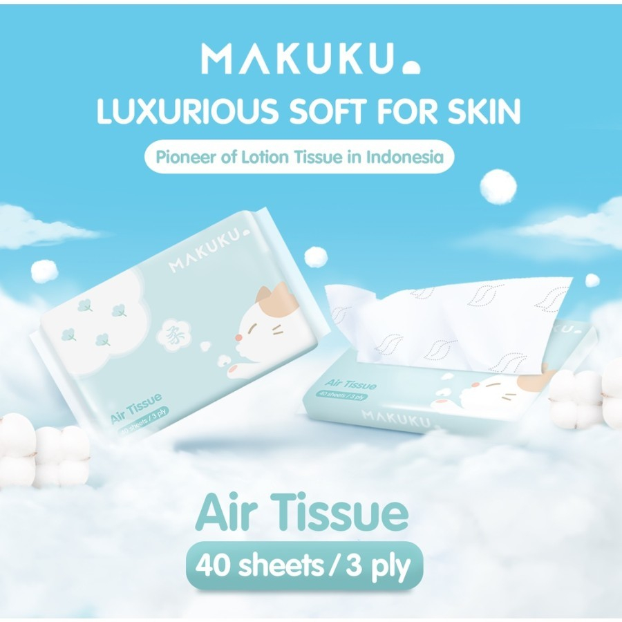 MAKUKU Air Tissue 40 Sheets 3Ply - Facial Tissue Melembabkan Tisu Bayi  Tisu travel pack