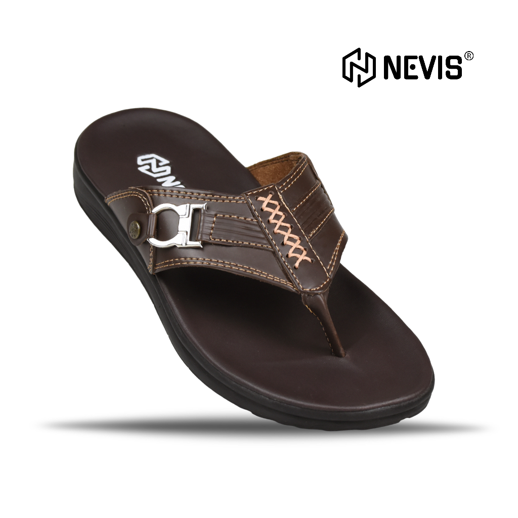 NEVIS Sandal Pria Japit Jepit Kulit Ibra