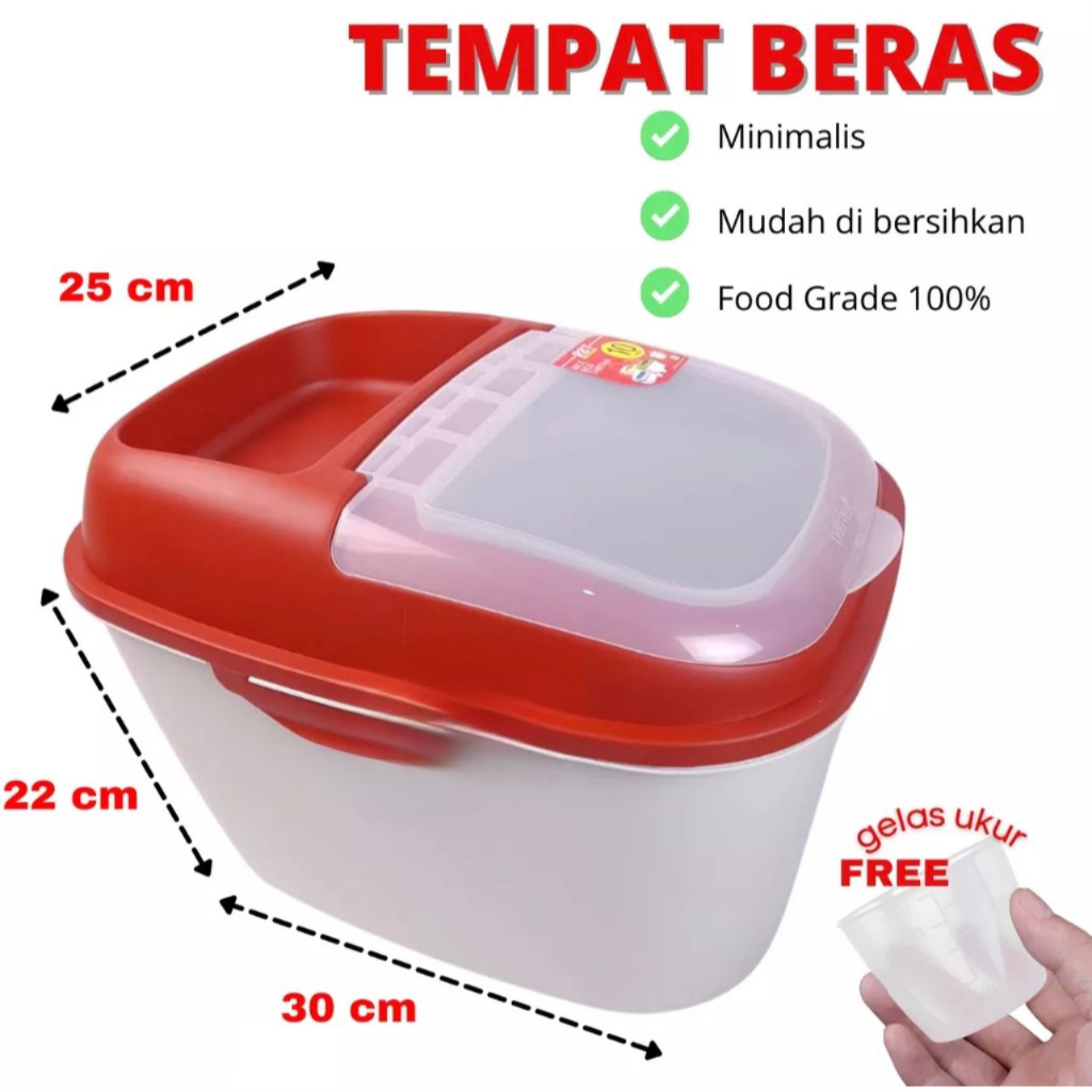 RICE BOX TABITHA 10 LITER TEMPAT PENYIMPANAN BERAS SERBAGUNA FBL