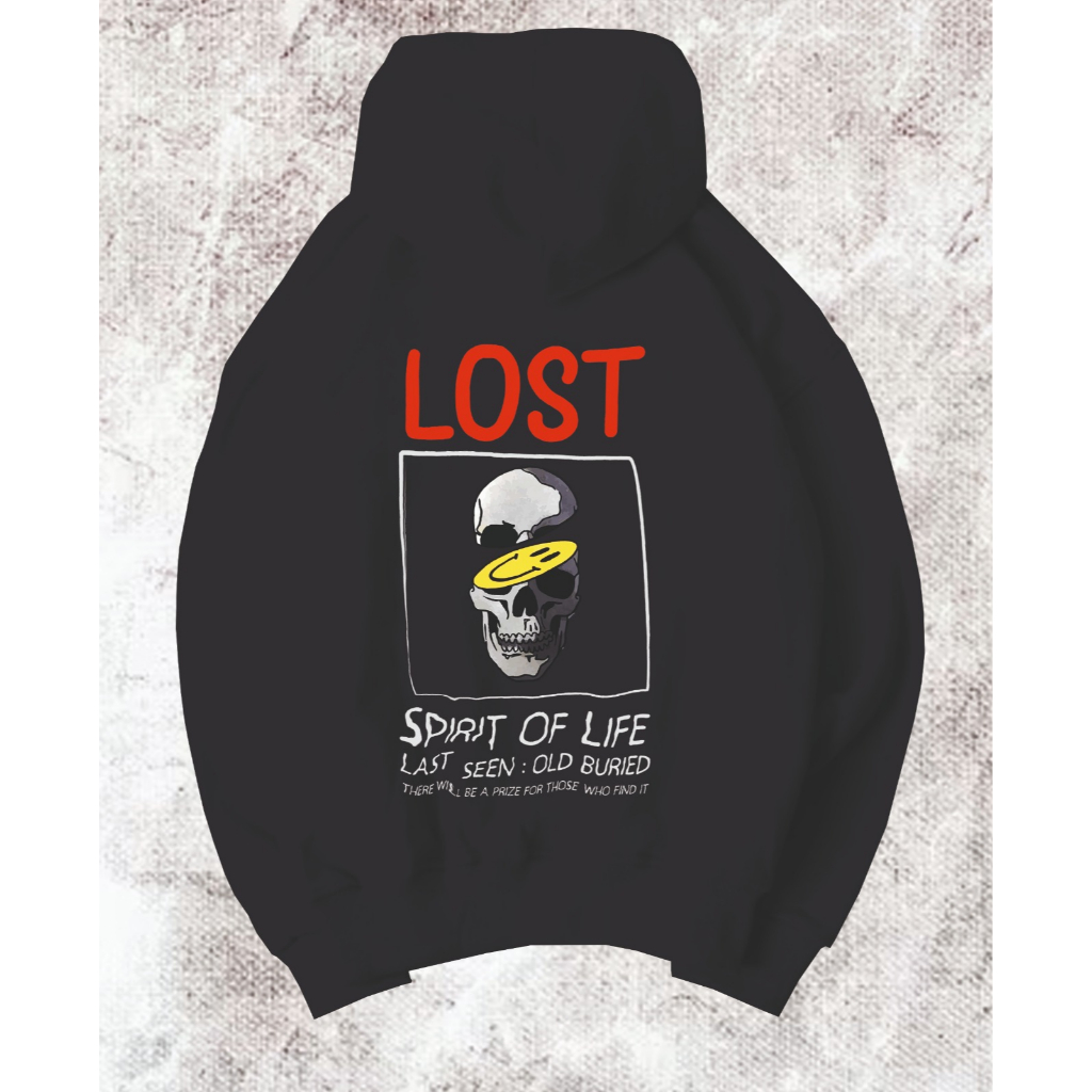 HOODIE OVERSIZE UNISEX LOST OF SPIRIT FLEECE TEBAL PREMIUM TERBARU