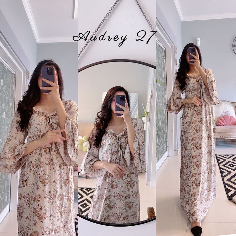 Daster arab FAIRUZ AUDREY Long Dress Rayon Motif Terkini Top model Best Seller