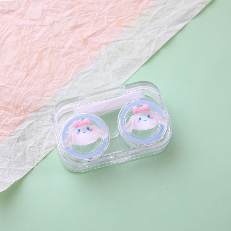 TS01- KL001 Kotak Tempat Softlens Bening Karakter Lucu Boneka Softlens Case Tempat Kontak Lensa + Penjepit + Tongkat