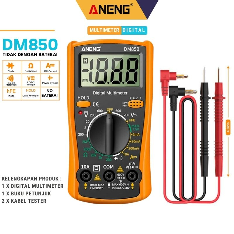 Multimeter Digital ANENG DM850 Data Hold Portable Amperemeter Voltmeter Ohmmeter 4000 counts