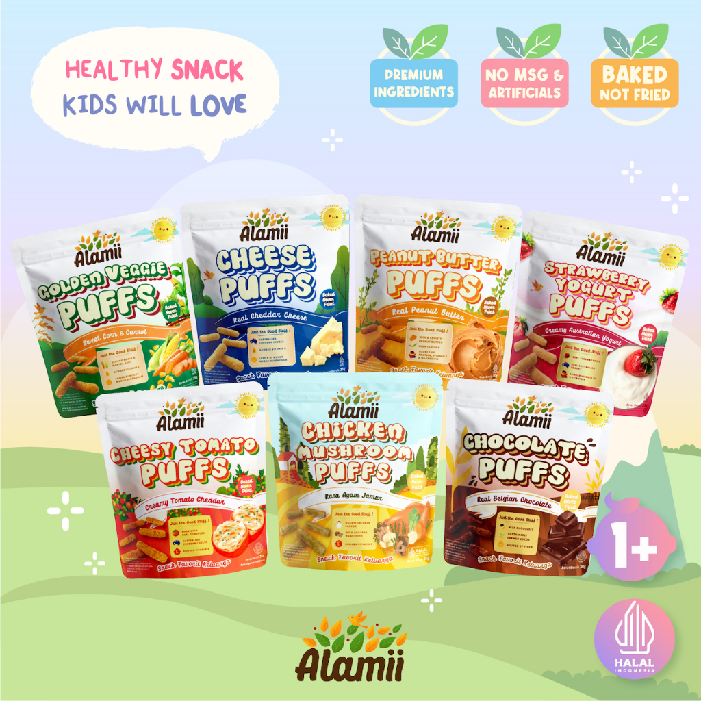 Alamii Puffs Snack 30gr | Cemilan Sehat Bayi &amp; Anak