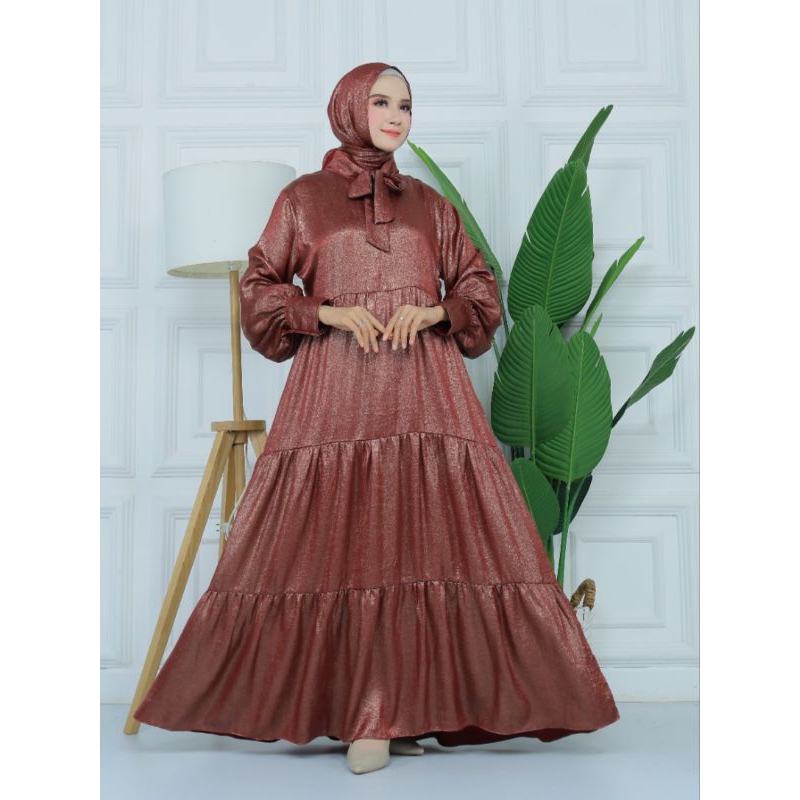 GAMIS ABAYA SHIMMER MEWAH PESTA KONDANGAN SET PASHMINA BUSUI 514