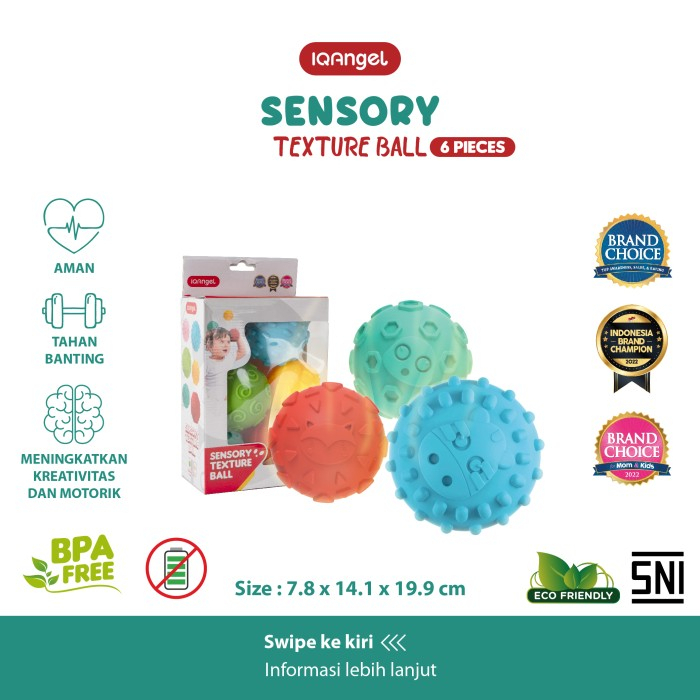 Mainan anak IQ Angel Sensory Texture Ball 6pcs IQ0256