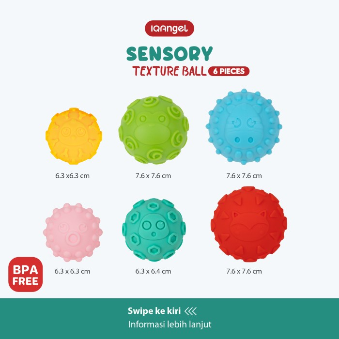 Mainan anak IQ Angel Sensory Texture Ball 6pcs IQ0256