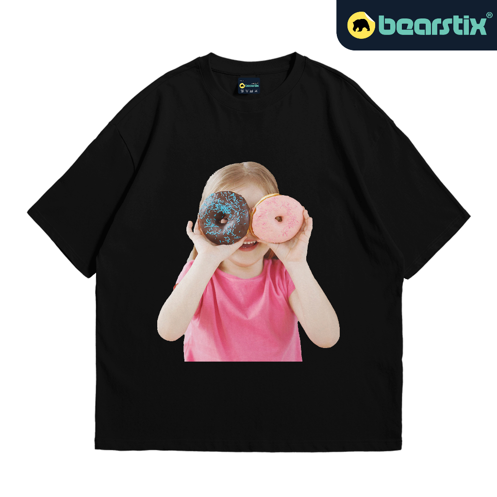 SHINZO - Kaos Oversize Baby Face - Tshirt Black Donuts - Baju Streetwear