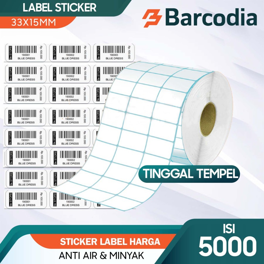 LABEL PRINTER BARCODE 33X15MM - 33X15 MM - 3 LINE SEMICOATED ISI 5000