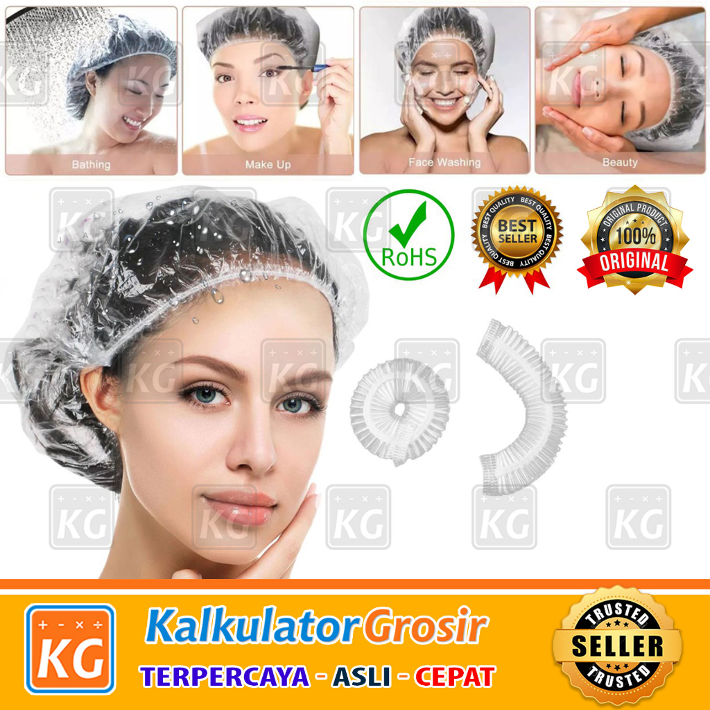 ALAT PENUTUP RAMBUT KEPALA MANDI PLASTIK PENUTUP KEPALA ANTI DEBU DISPOSABLE ANTI DUST COVER HAIR CAP