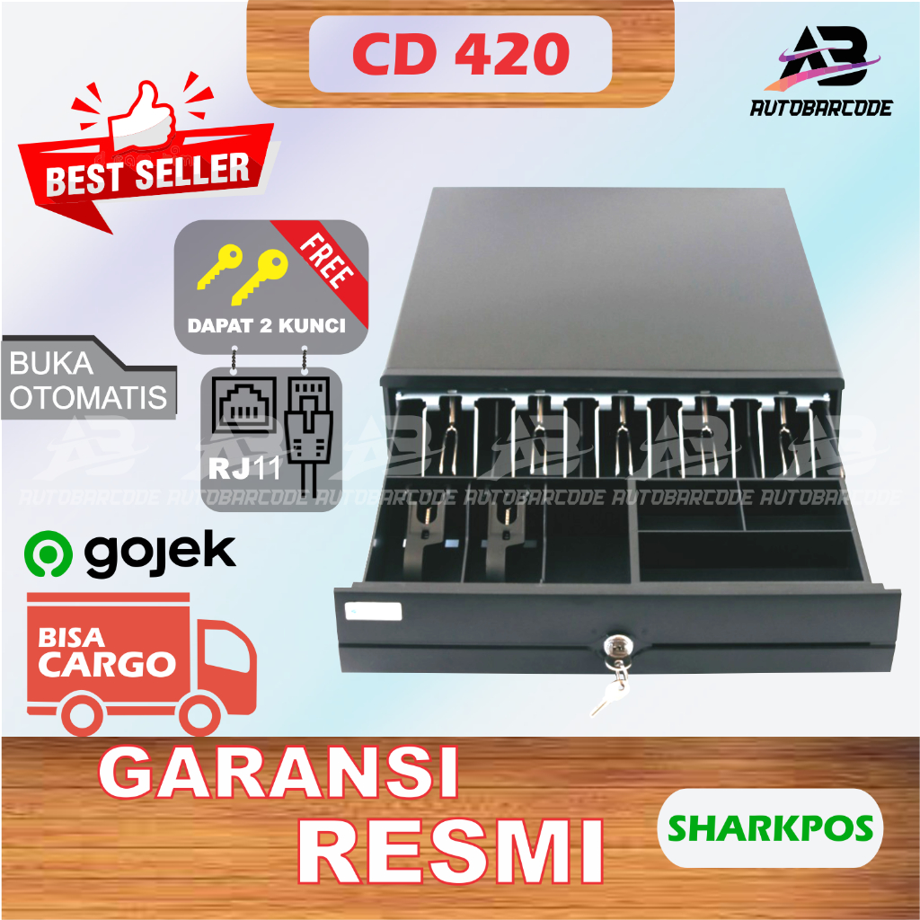 Cash Drawer Besar CD420 Laci Uang kasir Support RJ 11 - CD 420 / CD-420 Box Kotak Uang