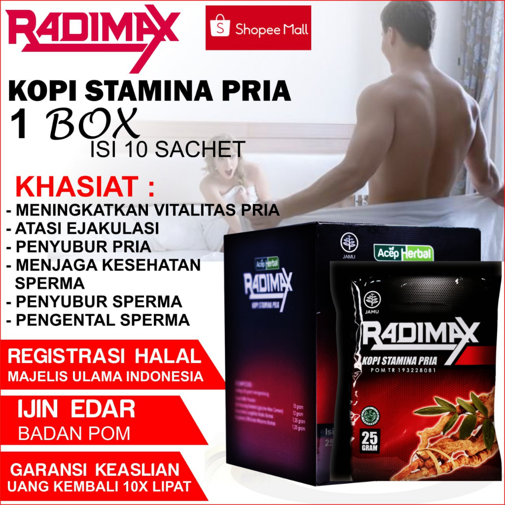 Obat Mr P Loyo Lemah Syahwat Ejakulasi Sperma Kosong Sperma Encer Kopi Kuat Pria - Radimax Isi 10 Sa