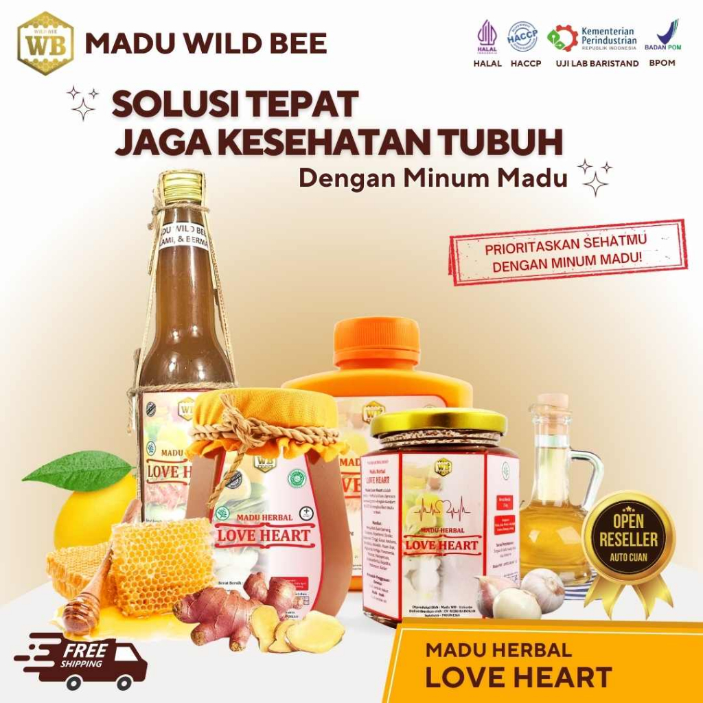 

Madu Love Heart / Madu Herbal-Garansi Murni- Wild Bee - Medium