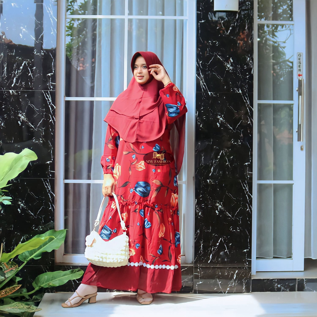 Gamis Monalisa Set Hijab Renda Premium Termurah (Monalisa Syari)