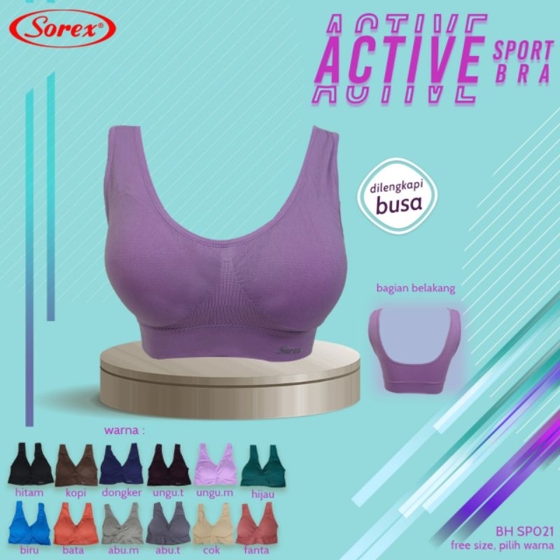 sport bra sorex kode sp01 tanpa kawat tanpa kait busa tipis