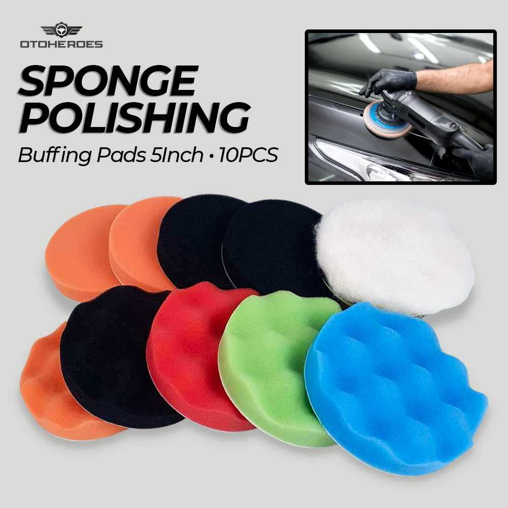 Sponge Polishing Set Car Buffing Pads 5Inch 10PCS - Spons Spon Busa Polis dan Detailing Mobil - OTOHEROES