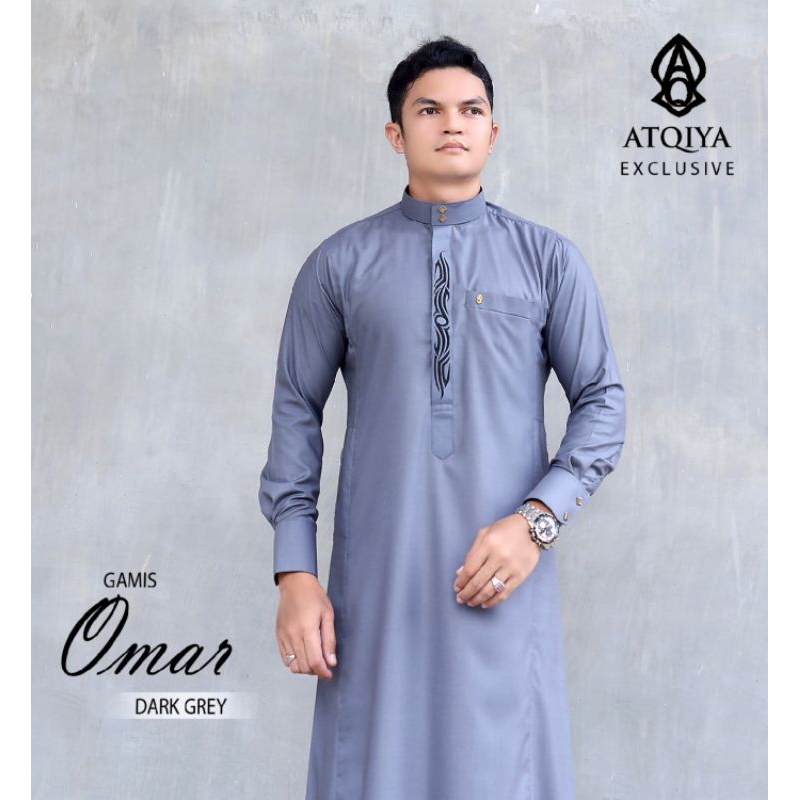 Gamis ATQIYA THOBE OMAR / Gamis Khalid / Jubah Pria Dewasa / Gamis Laki Laki Slimfit / Gamis Keren &