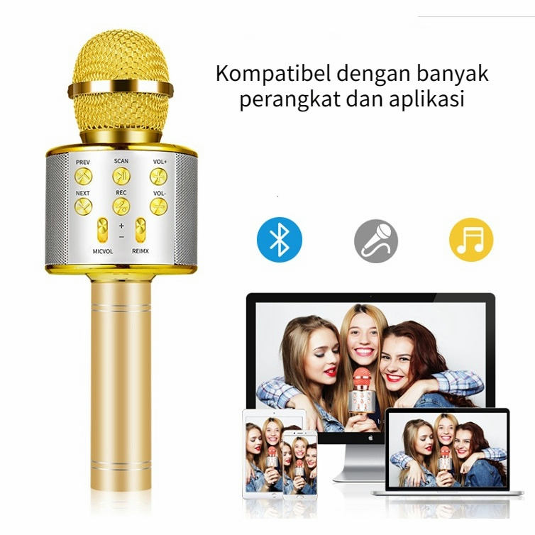 YUN Mall MIC WSTER WS 858 Wireless Bluetooth Karaoke + speaker Microphone portable Smule ws858 karoke ktv mp4