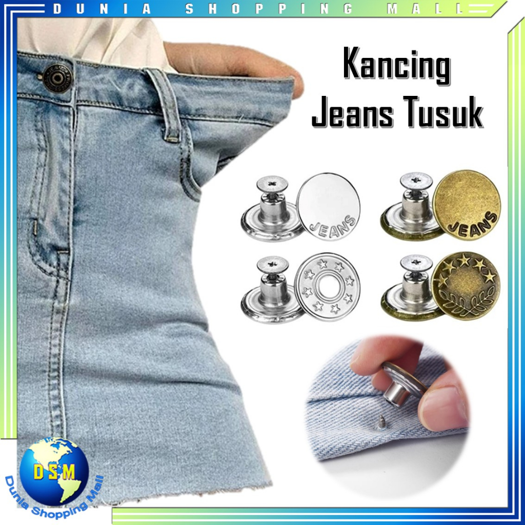 DSM Kancing Jeans Logam Tusuk Simple Adjustable Kancing Celana Jeans Model Bisa Dilepas Detachable Waist Button Tanpa Dijahit Murah