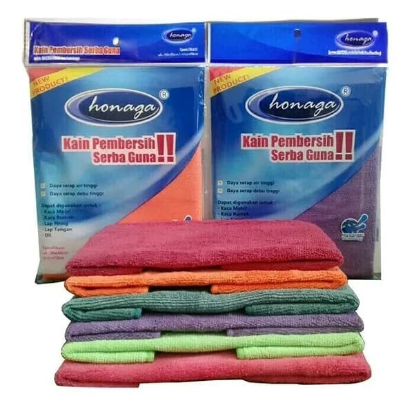 Kain Lap Pembersih Microfiber Honaga 40x40 Tebal 320GSM Handuk Mikrofiber Motor Mobil Serbet Serbaguna Murah Grosir