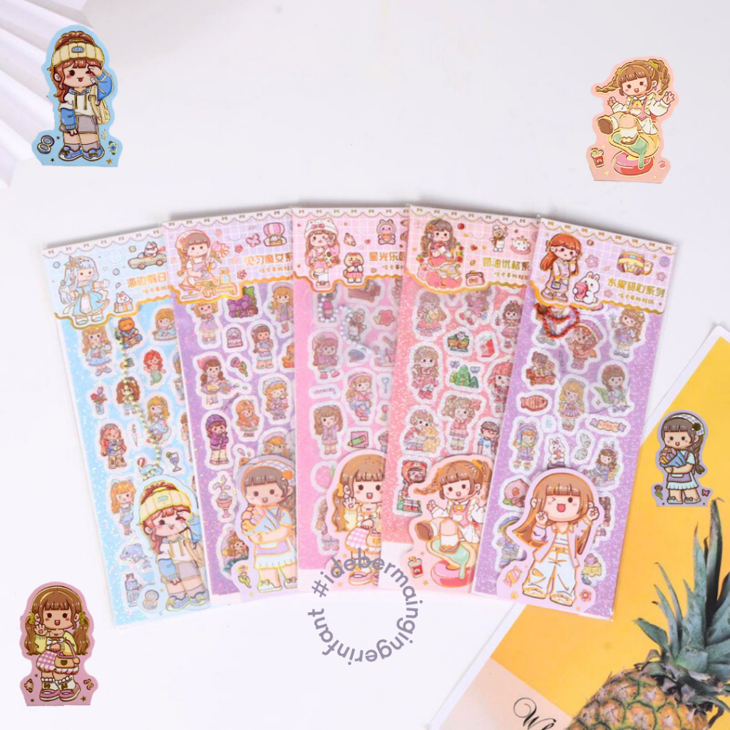 

GINGER 3 sheets sticker anak waterproof sticker anak jepang sticker anak lucu sticker anak momo sticker momo sticker girlie sticker anak korea glitter