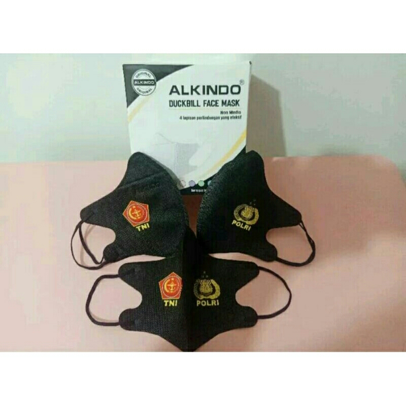 MASKER DUCKBILL ALKINDO TNI•POLRI•50 pcs•Hitam