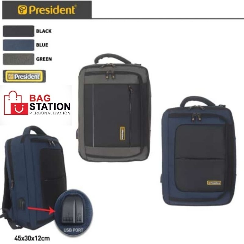 TAS RANSEL LAPTOP BACKPACK PRESIDENT ORIGINAL TAS MULTIFUNGSI 3 IN 1 TAS KERJA TAS KANTOR