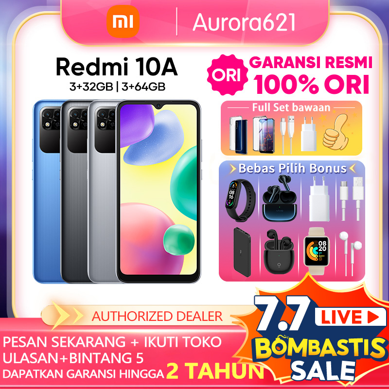 Xiaomi Redmi 10A 3/32GB RAM 3GB ROM 32GB Kamera utama 13 MP 100% Original Garansi Resmi