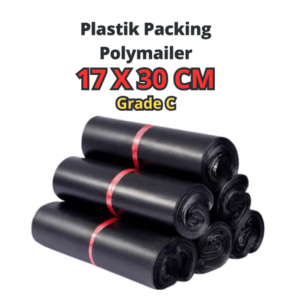 

Plastik Polymailer 17 x 30 cm tebal grade c / platik polimer / plastik olshop hitam